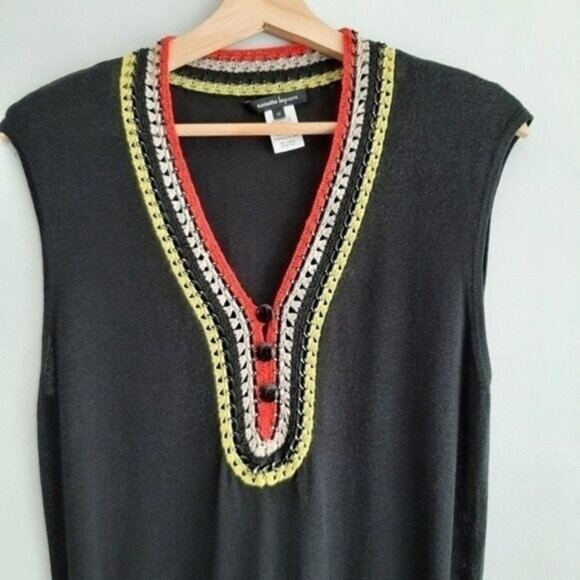 NANETTE LEPORE Crochet-Trimmed Knit Mini Dress Sz M - Picture 4 of 10